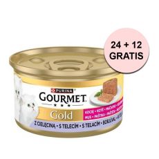 Консерва Gourmet GOLD Kitten - пастет с телешко месо 85 г, 24+12 бр. БЕЗПЛАТНО