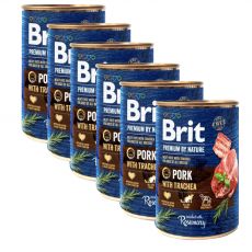 Консерва Brit premium by Nature Свинско и Трахея 6 x 400 г