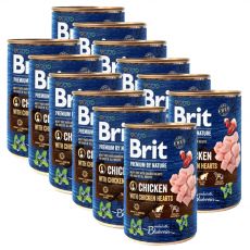 Консерва Brit premium by Nature Пиле и Сърца 12 x 400 г