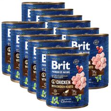 Консерва Brit premium by Nature Пиле и Сърца 12 x 800 г