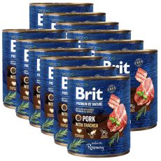 Консерва Brit premium by Nature Свинско и Трахея 12 x 800 г