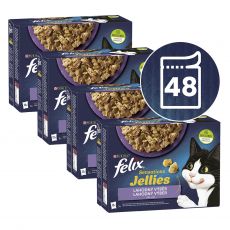 Капсули FELIX Sensations избор в ароматен желе с агнешко, скумрия, херинга и пуйка 48 x 85 г