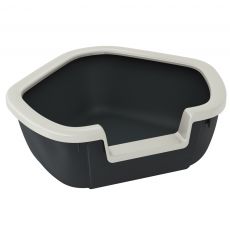 Ъглова тоалетна за котки DAMA - черна - 57,5 x 51,5 x 22 см